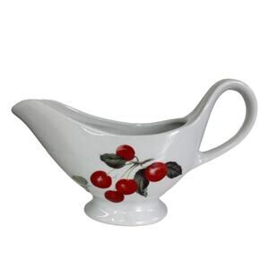 Cordon Bleu Gravy Boat BIA Ceramic Porcelain White Cherries Peaches